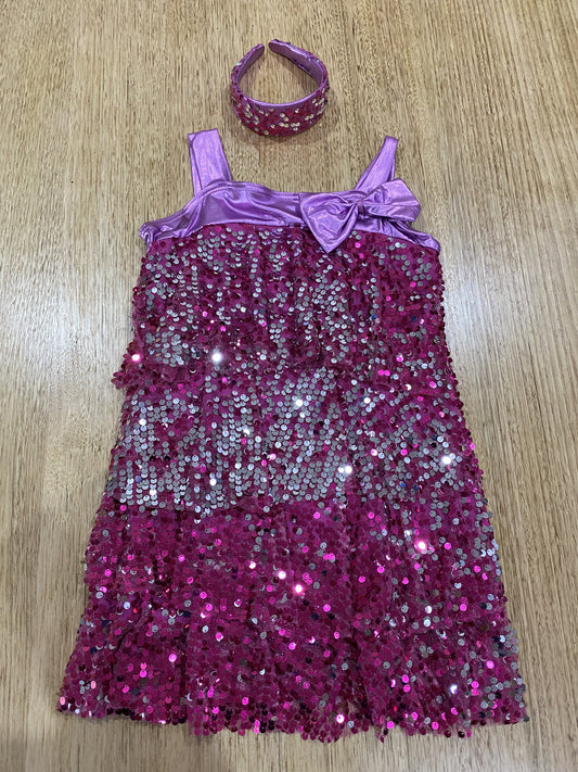 A 12369 Razzle Dazzle - Med child A line sequined dress with matching head band
