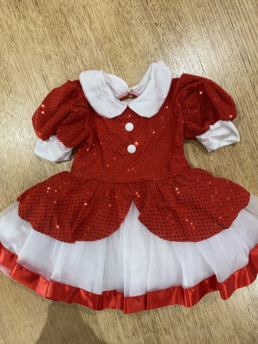 A8769 Little Women dress red sequins with white peter pan collar small child